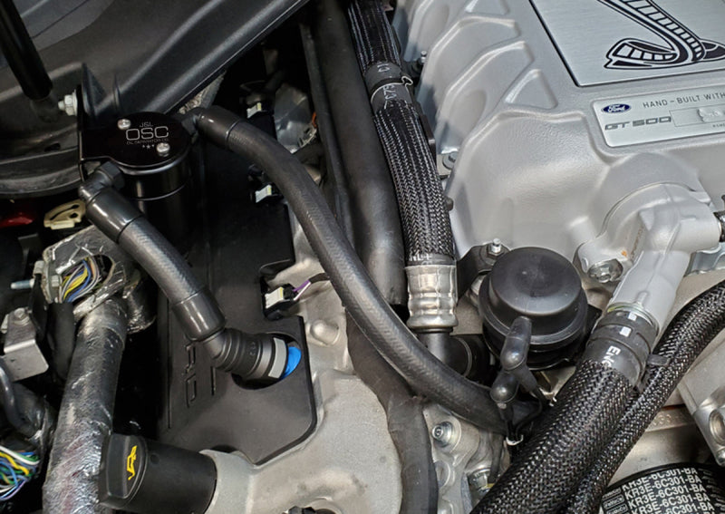 J&L 3.0 Passenger Side Oil Separator JLT3054P-B for 2020-2022 Ford Mustang GT500, Black Anodized