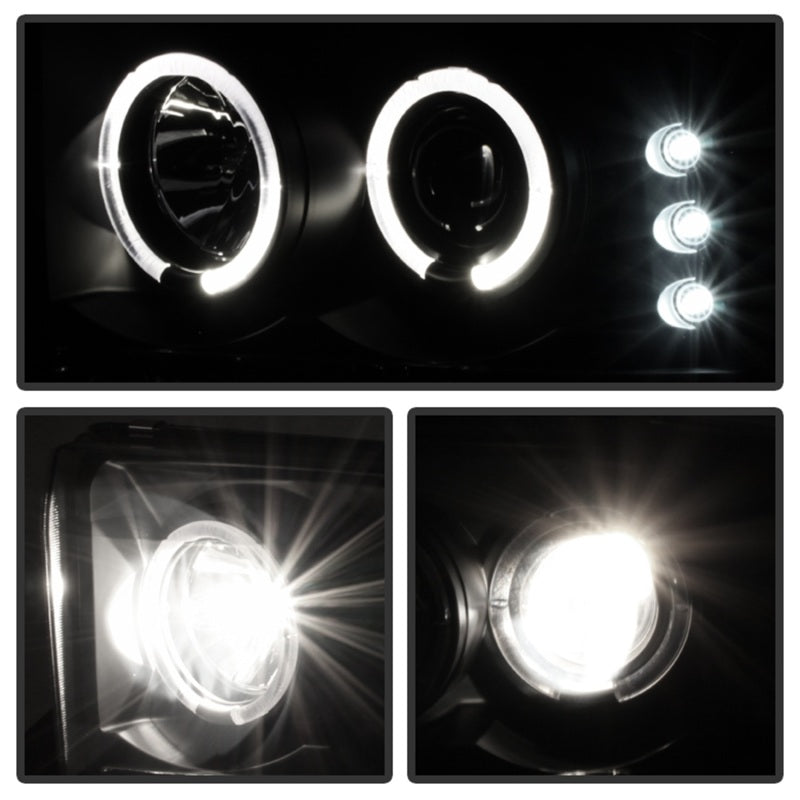 Spyder Ford F250 Super Duty 1999-2004 Projector Version 2 LED Halo Headlights - Black Smoke