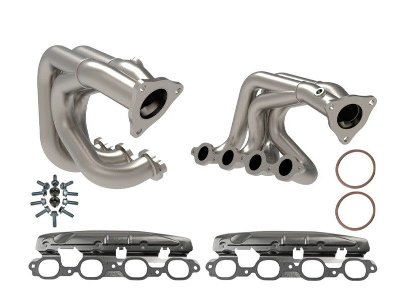 aFe Twisted 304SS Header for Chevrolet Corvette C8 6.2L V8 - Titanium Ceramic Coated