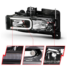Load image into Gallery viewer, ANZO 1999-2000 Cadillac Escalade Crystal Headlights with LED Light Bar - Black Housing, Clear Lens (Pair)