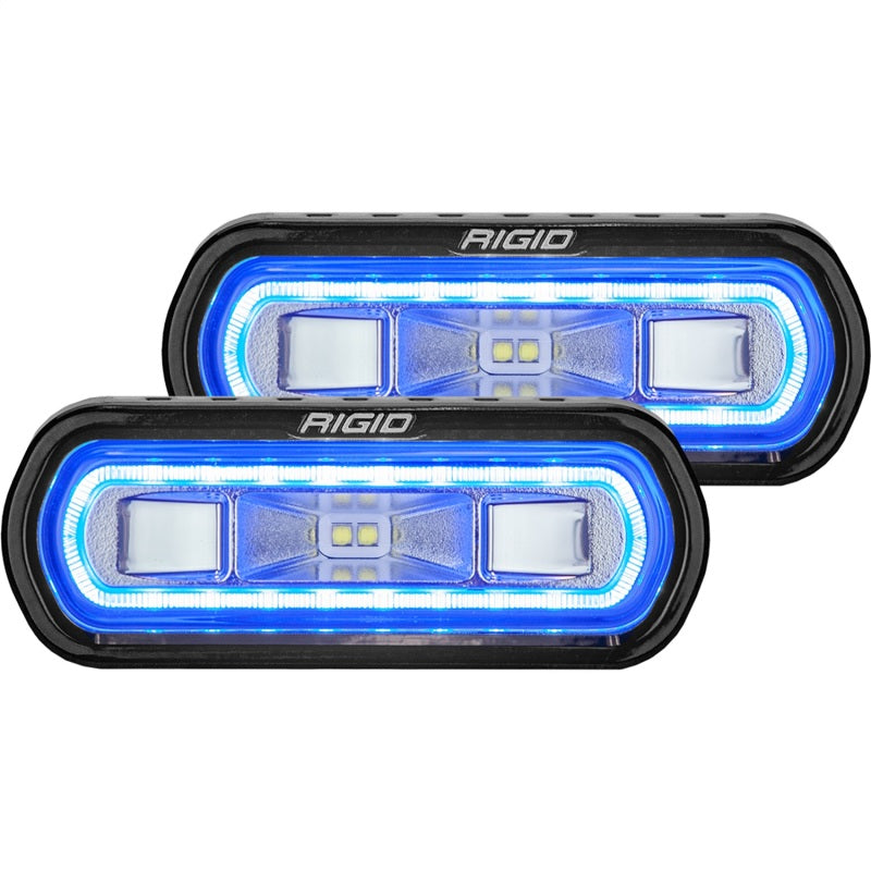 Rigid Industries SR-L Series Surface Mount LED Spreader Pair with Blue Halo for Off-Road and Vehicle Lighting
