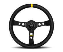 Load image into Gallery viewer, MOMO MOD07 350mm Steering Wheel - Black Suede with Black Spokes and Single Stripe