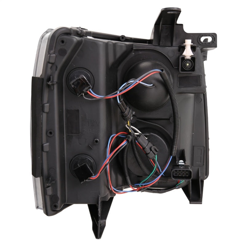 ANZO 07-13 Chevrolet Silverado Plank Style Projector Headlights with Amber Accents, Black Pair – Part Number anz111410