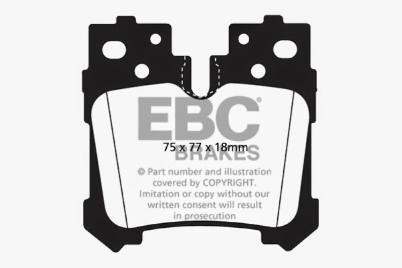 EBC Yellowstuff Rear Brake Pads for Lexus LS460 and LS600h, Part Number ebcDP41812R