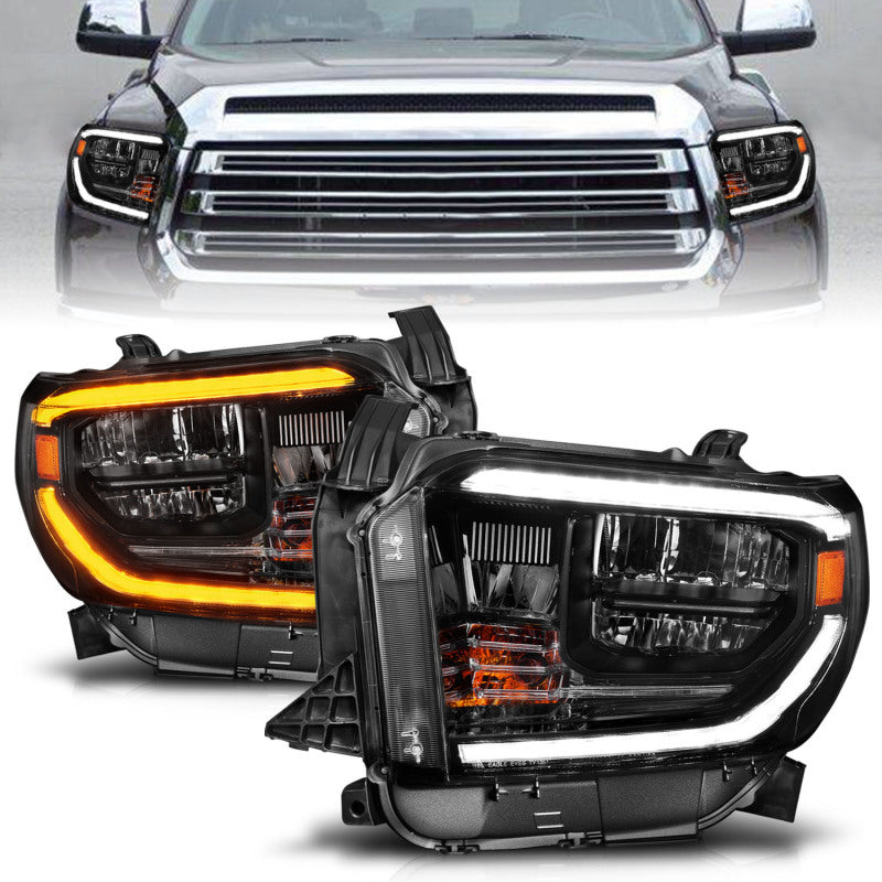 ANZO 14-21 Toyota Tundra LED Crystal Headlights with Switchback and DRL – Black Housing