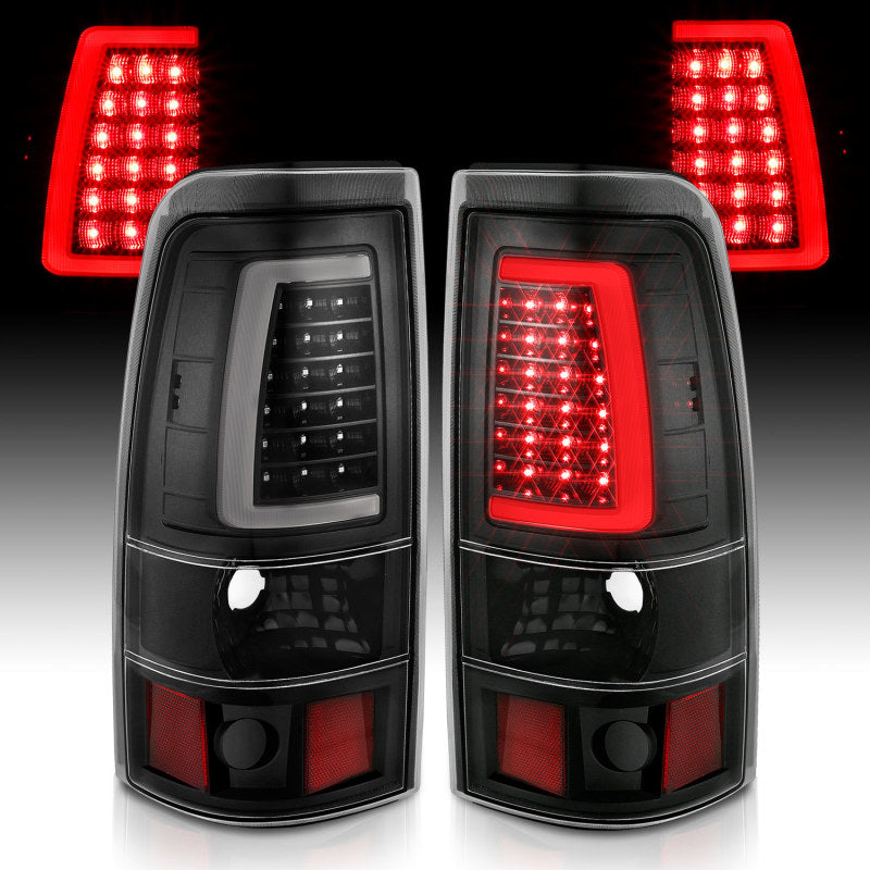 ANZO 2003-2006 Chevy Silverado LED Tail Light Assembly with Clear Lens and Black Housing