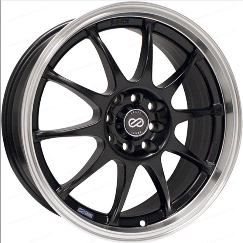 Enkei J10 16x7 Alloy Wheel with Machined Lip – 4x100/114.3 Bolt Pattern, 42mm Offset, Matte Black Finish
