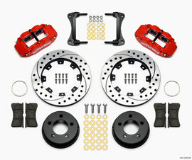 Wilwood Narrow Superlite 4R Front Brake Kit with 12.19-inch Drilled Rotors for 1984-1989 Jeep YJ Models in Red Finish