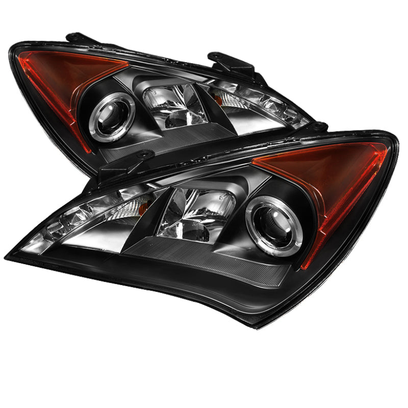 Spyder Hyundai Genesis 2010-2012 Projector Halogen Headlights with LED Halo DRL - Black | Part Number: SPY5034250