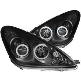 ANZO 2002-2003 Lexus ES300 Projector Headlights with Halo, Black Housing, Clear Lens – Pair