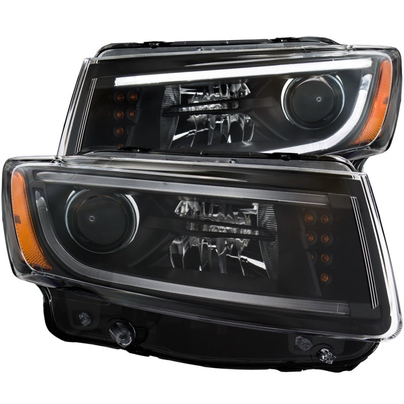 ANZO 2014-2015 Hyundai Genesis Coupe Projector Headlights with Plank Style Design, Black Housing