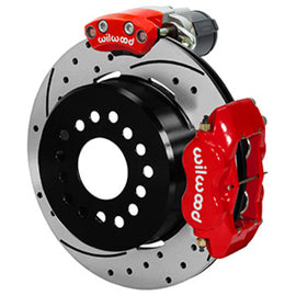 Wilwood Forged Dynalite Rear Electronic Parking Brake Kit with Red Powder Coat Caliper and Driver Side Rotor