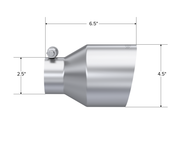 MBRP Universal Stainless Steel Exhaust Tip 2.5 Inch Inlet, 4.5 Inch Outlet, 6.5 Inch Length, Angle Cut