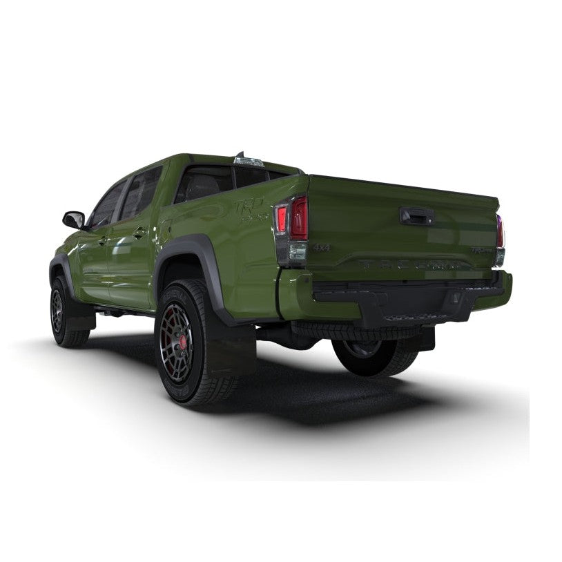 Rally Armor 16-23 Toyota Tacoma Gen 3 Black Mud Flap with Metallic Black Logo - Durable Polyurethane Mud Guards