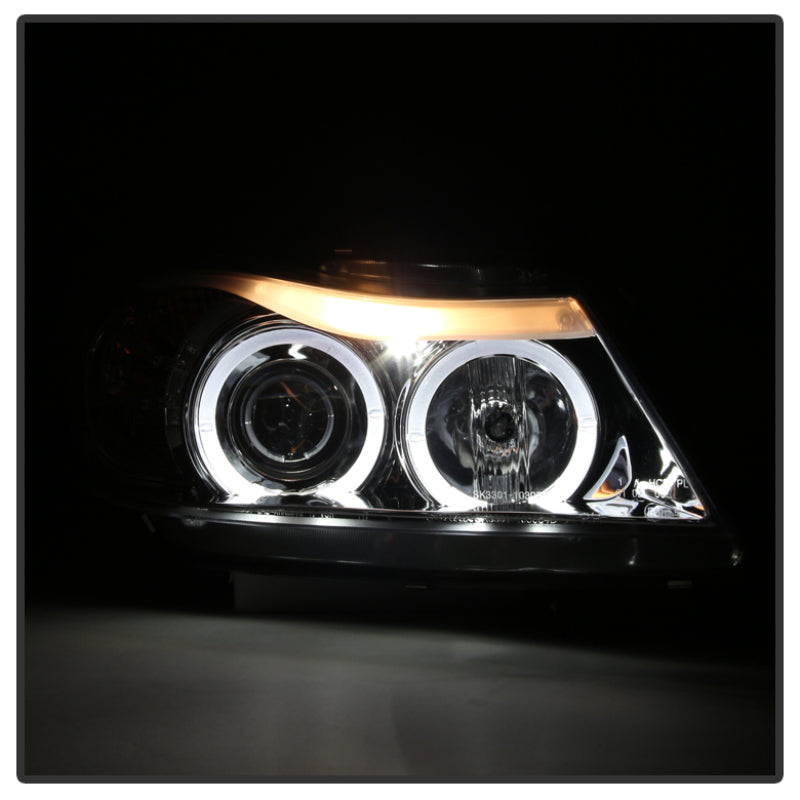 Spyder OEM-Quality Projector Headlights with LED Halo for BMW E90 3-Series (2006-2008) - Smoke Finish