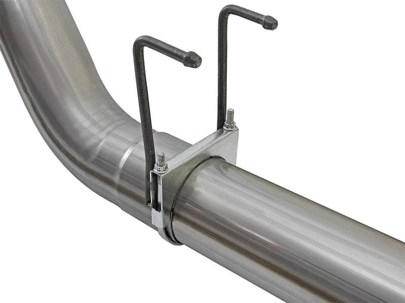 aFe Large Bore HD 5-inch Stainless Steel DPF-Back Exhaust System with Polished Tip for 2017 Ford Diesel Trucks V8 6.7L (td) - Part # afe49-43090-P
