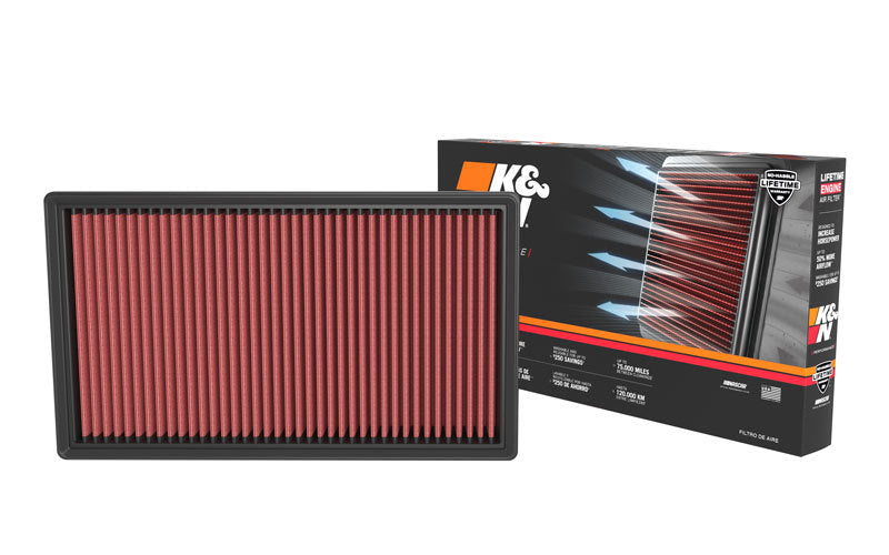 K&N Engineering 33-3173 High-Flow Reusable Air Filter for Mercedes-Benz C300 and GLC300