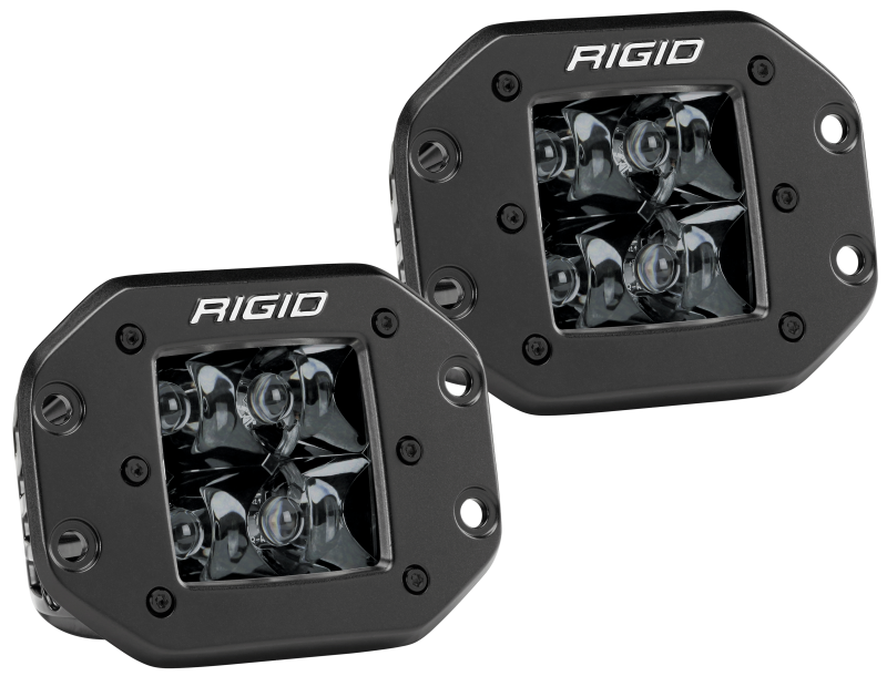 Rigid Industries D2 Midnight Edition Flush Mount Spot Lights - D-Series Dual Spot FM/2