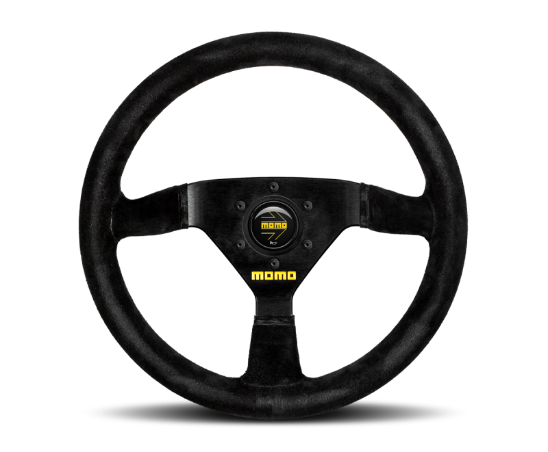 MOMO MOD69 350mm Steering Wheel with Black Suede Cover and Black Spokes