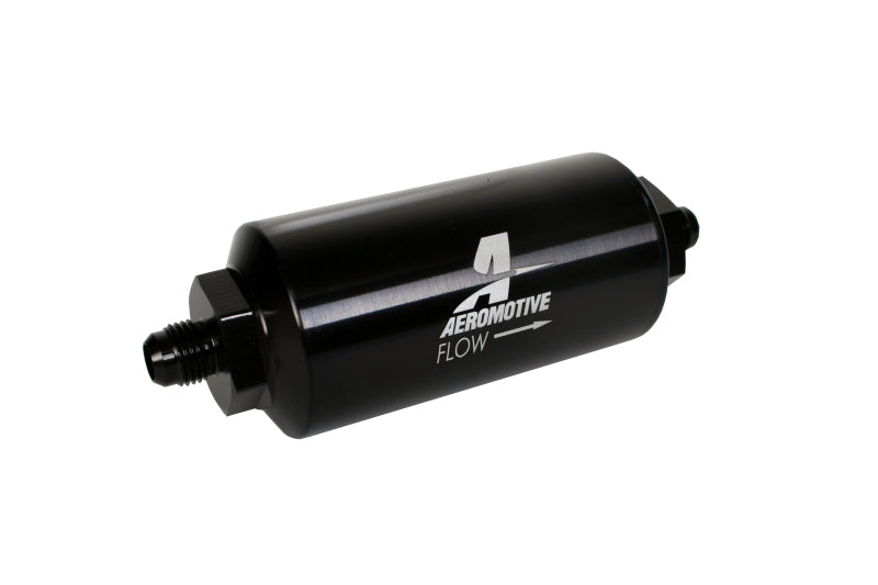 Aeromotive AN-06 In-Line Fuel Filter with 10 Micron Microglass Element - Bright Dip Black Finish