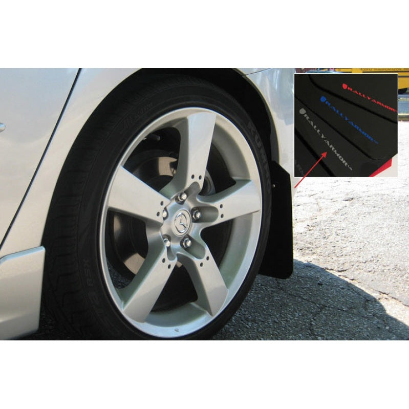 Rally Armor 04-09 Mazda3/Speed3 Black UR Mud Flap with Silver Logo Part RalMF9-UR-BLK/SIL