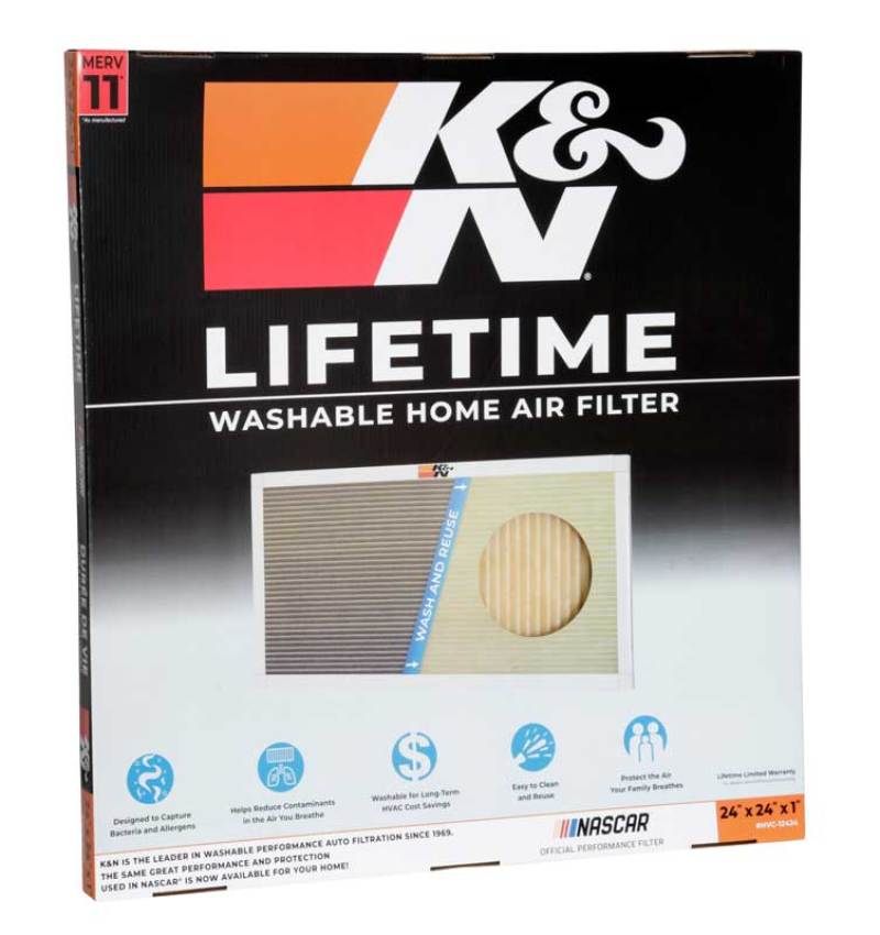 K&N HVAC Filter 24 x 24 x 1 * Reusable Pleated Synthetic Air Filter with MERV 11 Rating