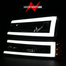Load image into Gallery viewer, ANZO 2003-2006 Chevrolet Silverado 1500 Crystal Headlights with Light Bar, Black Housing and Clear Lens