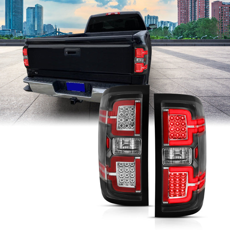 ANZO 2014-2018 Chevy Silverado 1500 LED Taillights Black – Stylish and Durable Replacement Lights