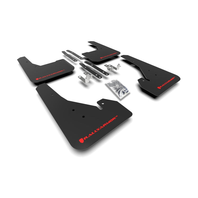 Rally Armor UR Series Mud Flaps for Toyota Corolla 2019-2023 with Red Logo, Black Polyurethane