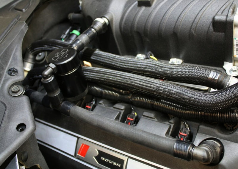 J&L 3.0 Passenger-Side Oil Separator JLT3020P-B for 2011-2017 Ford Mustang GT, Black Anodized