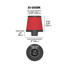 Load image into Gallery viewer, AEM Induction 2.75-inch Short Neck 5-inch Synthetic Air Filter (Part #aem21-202DK)