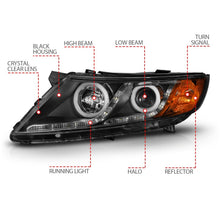 Load image into Gallery viewer, ANZO 2011-2013 Kia Optima Projector Headlights with Halo, Black Housing and Clear Lens
