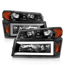 Load image into Gallery viewer, ANZO 04-12 GM Colorado/Canyon/i-Series Crystal Headlights with Light Bar - Black Housing, 4-Piece Set