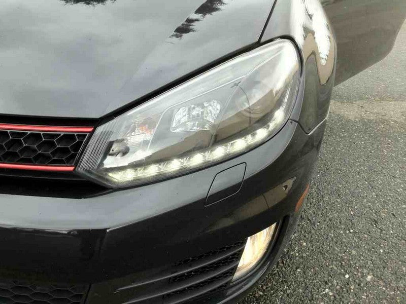 Spyder Volkswagen Golf/GTI 2010-2013 Projector Headlights with DRL - Black, Halogen Model (Part Number: PRO-YD-VG10-DRL-BK)