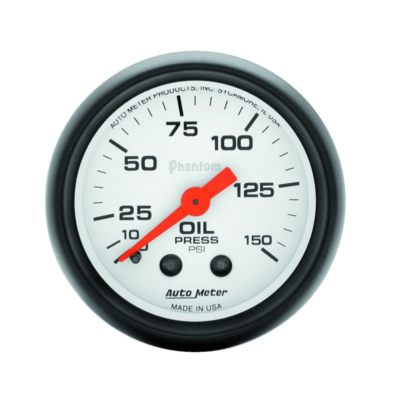 AutoMeter Phantom 52mm 150 PSI Mechanical Oil Pressure Gauge for Automotive Performance and Reliability