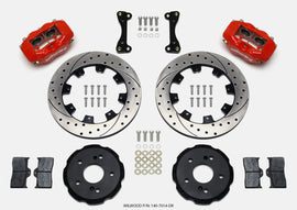 Wilwood Forged Dynalite Front Hat Kit 12.19 inch Drilled Rotors for 2002-2006 Acura RSX, Red Finish