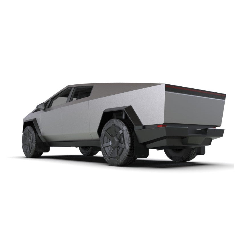 Rally Armor UR Mud Flaps for Tesla Cybertruck – Black with Metallic Logo