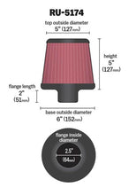 Load image into Gallery viewer, K&amp;N Engineering Universal Rubber Round Tapered Air Filter Part Number KNNRU-5174 for Automotive Applications