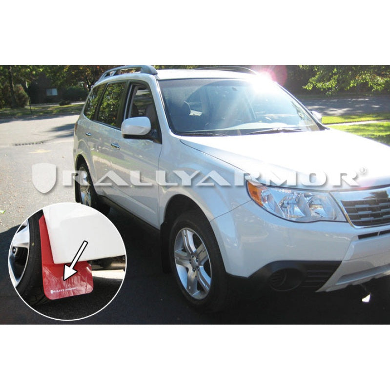 Rally Armor 09-13 Subaru Forester Red UR Mud Flap with White Logo – Premium Polyurethane, No Drilling Required