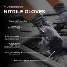 Load image into Gallery viewer, Heavy Duty Industrial Black Nitrile Gloves (6 Mil)