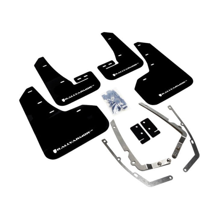 Rally Armor UR Series Mud Flaps for 2015-2016 Volkswagen Golf and Golf SportWagen – Black with White Logo