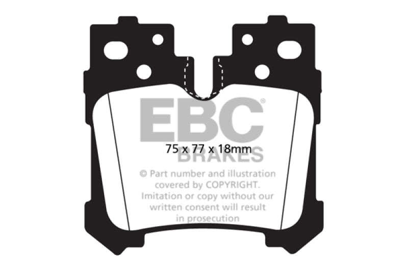 EBC Yellowstuff Rear Brake Pads for Lexus LS460 and LS600h, Part Number ebcDP41812R