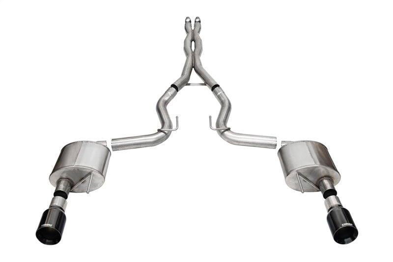 CORSA Performance 24+ Ford Mustang GT Xtreme Cat-Back Exhaust System with 3.0-inch Dual Rear Exit and 4.5-inch Black PVD Straight Cut Tips