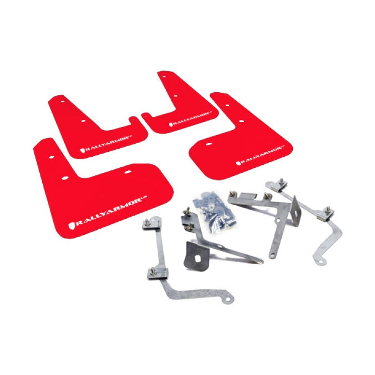 Rally Armor UR Series Mud Flaps for Subaru Impreza 2011-2014, Red with White Logo