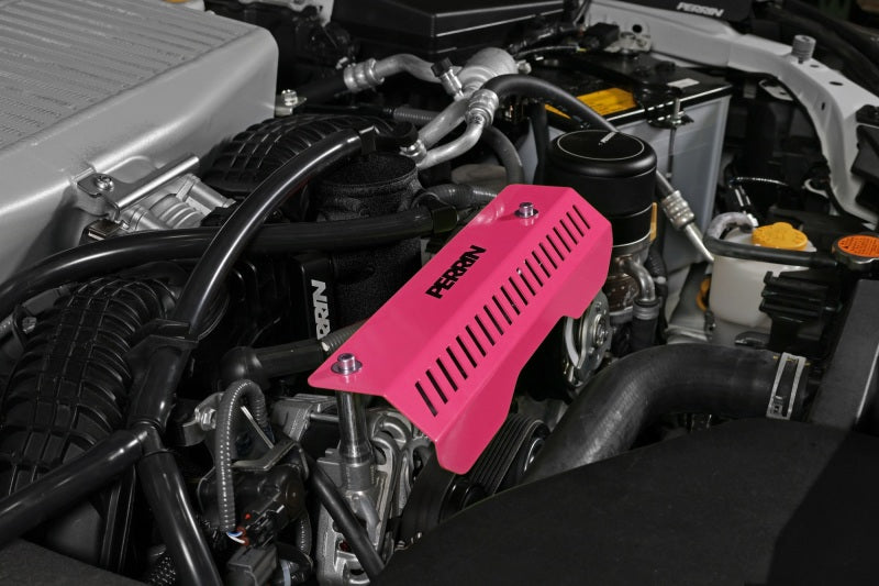 Perrin Performance Hyper Pink Pulley Cover for Subaru WRX 2022-2025, Part Number perPSP-ENG-154HP