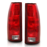 ANZO 1988-1999 Chevy C1500 Taillight Set with Circuit Board – Chrome Housing, Red/Clear Lens, OE Replacement
