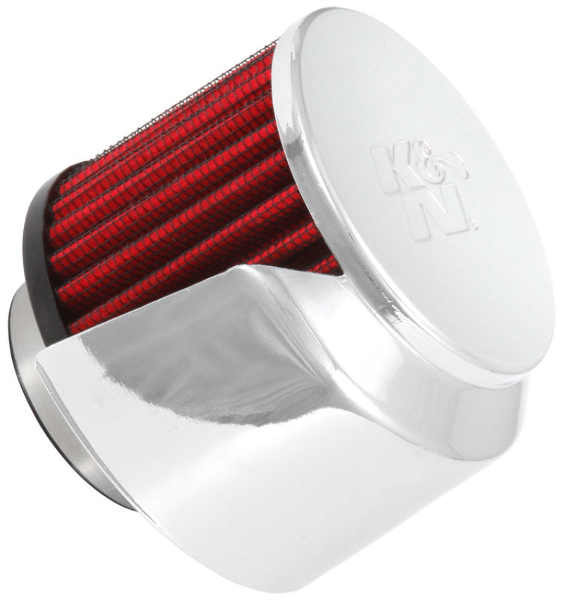 K&N Engineering 62-1514 Crankcase Vent Filter with Chrome Top and Heat Shield, 1.5-inch Flange