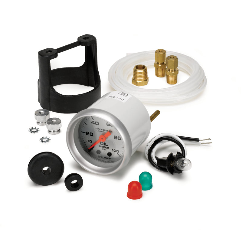 AutoMeter Ultra-Lite 52mm Mechanical Oil Pressure Gauge 0-100 PSI for Automotive Applications