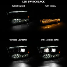 Load image into Gallery viewer, ANZO Part ANZ111464 LED Projector Headlight Set for Dodge Ram 1500 and Ram 2500, Black Housing with Amber Switchback, Pair