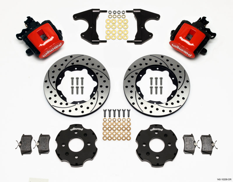 Wilwood Combination Parking Brake Rear Kit 11-inch Drilled Red for Honda Civic / Integra